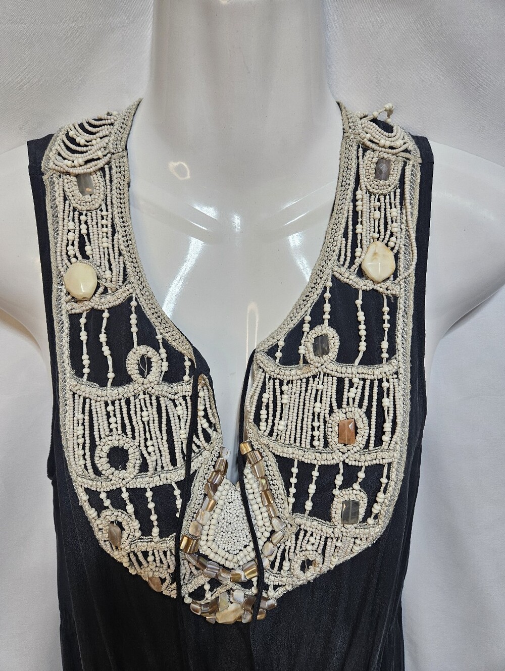 AllSaints Spitalfields Arcadian Maxi Dress Hand Embellished 100% Silk Boho - Picture 2 of 8